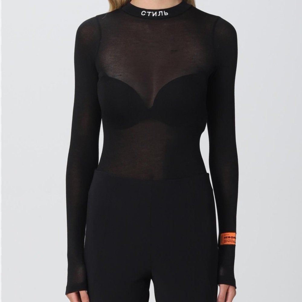 Heron Preston Black Bodysuit with Orange Detail